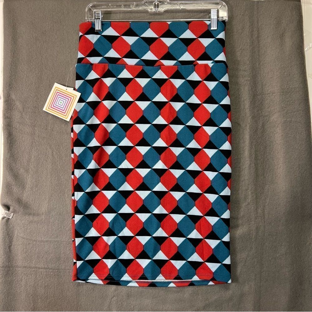 NWT Cassie small LulaRoe blue and red pencil skirt